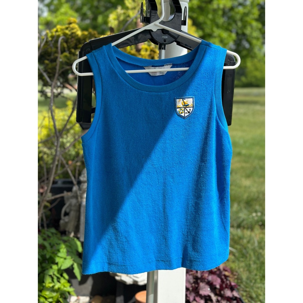 Shadowline Vintage Nautical Blue Terry Cloth Tank Top Small Made in USA‎ NWT